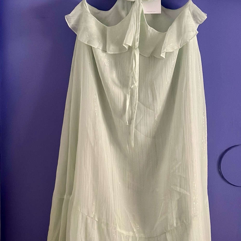 Light Green Ruffled Sleeveless Dress